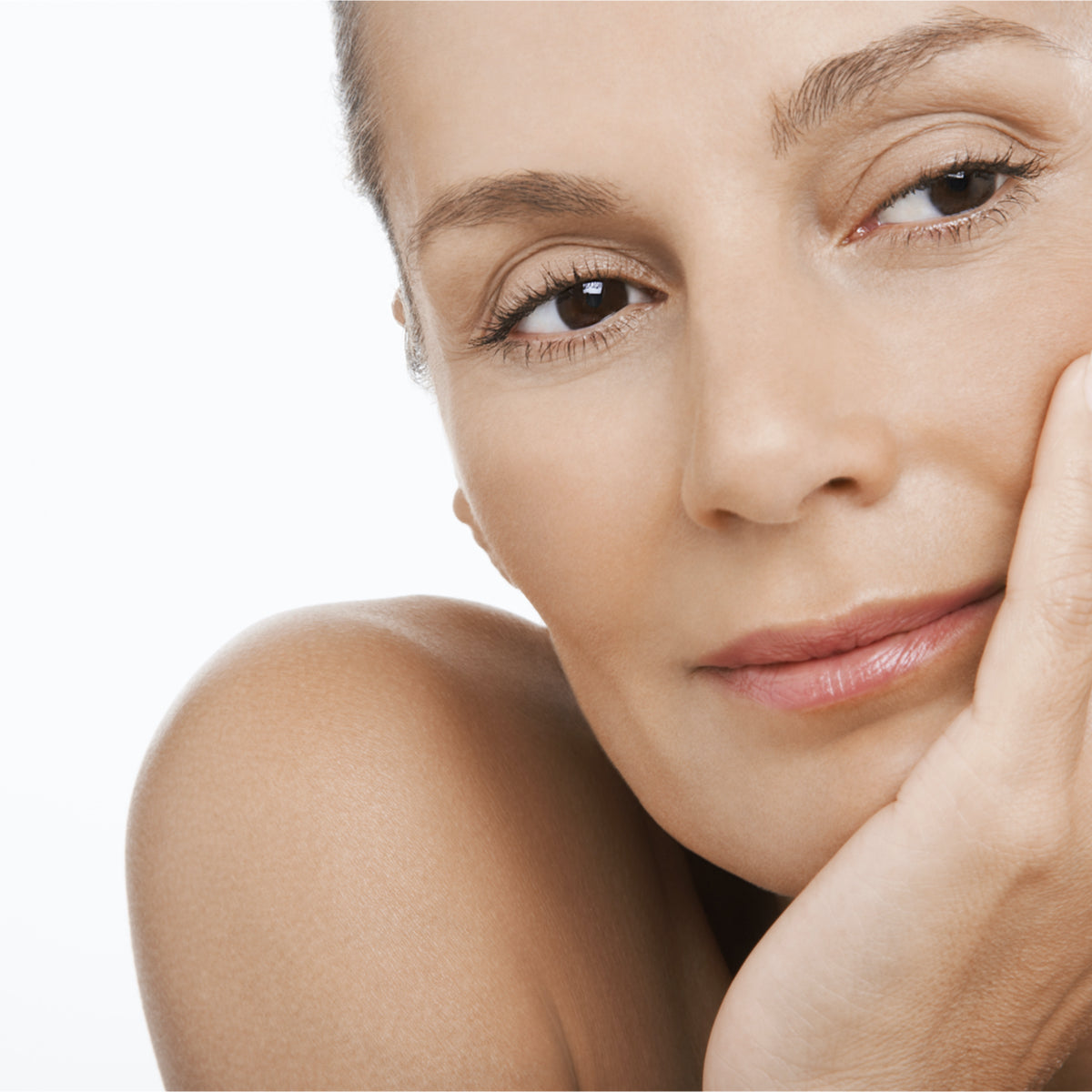 Close up of a woman's face with great skin